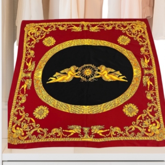 Women’s Cherub and Sun Vintage Polyester Large Scarf, 35” x 35” - Picture 1 of 3